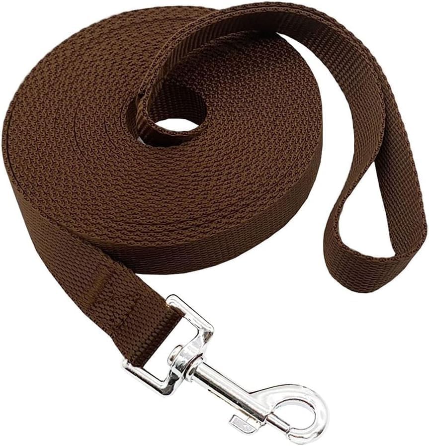 Nylon Training Dog Leash for Small Medium Large Dogs, 15ft 20ft 30ft 50ft Long Puppy Lead for Obedience Recall Training, Camping (20ft, Black)
