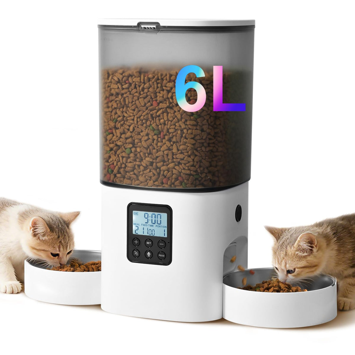 ANDOLL HOME Automatic Cat Feeder, 4L Cat Food Dispenser with 10s Voice Recorder, Pet Feeder up to 8 Meals per Day, Timed Dog Feeder with Dry Food Sealed Ring