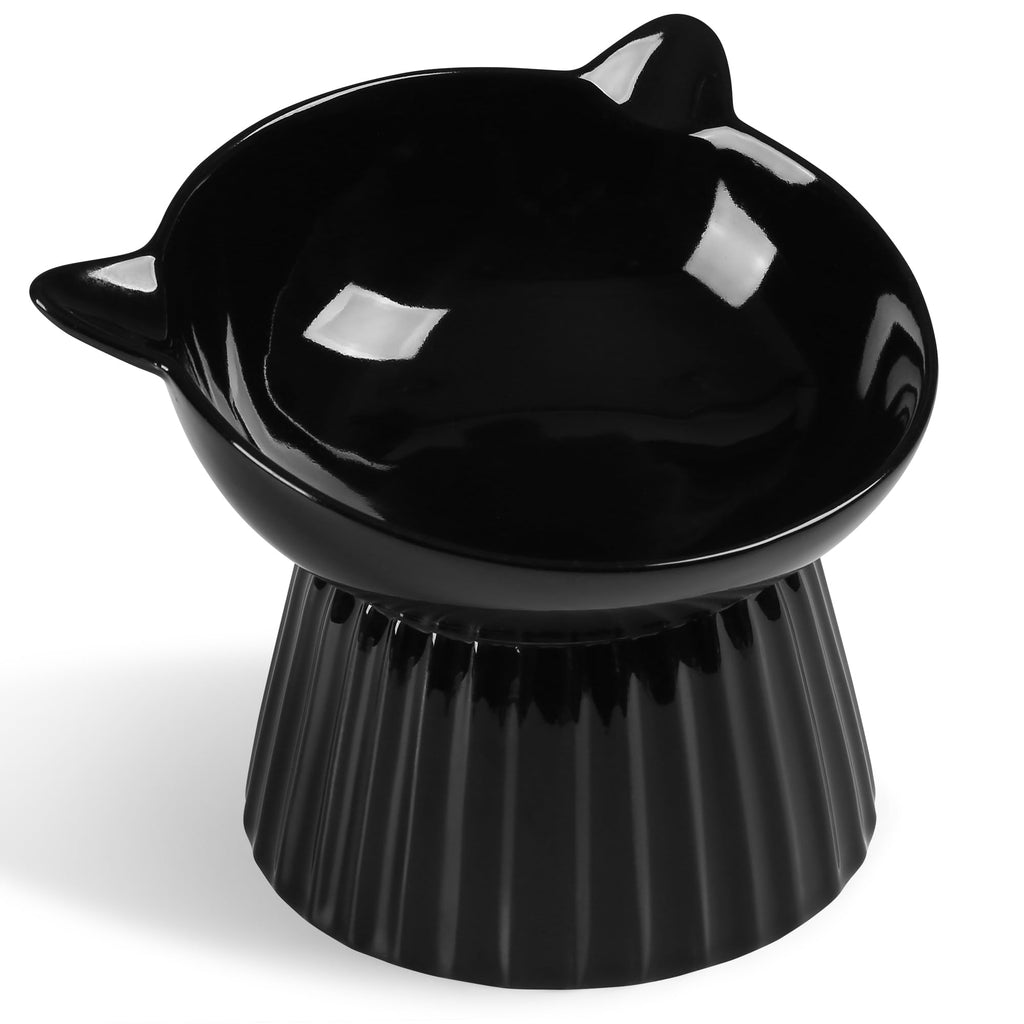 Ceramic Raised Cat Bowl，Tilted Raised Cat Bowl Anti Vomit Cat Bowls for Indoor Cats Whisker Friendly Pet Feeder for Cats Puppies, Microwave and Dishwasher Safe