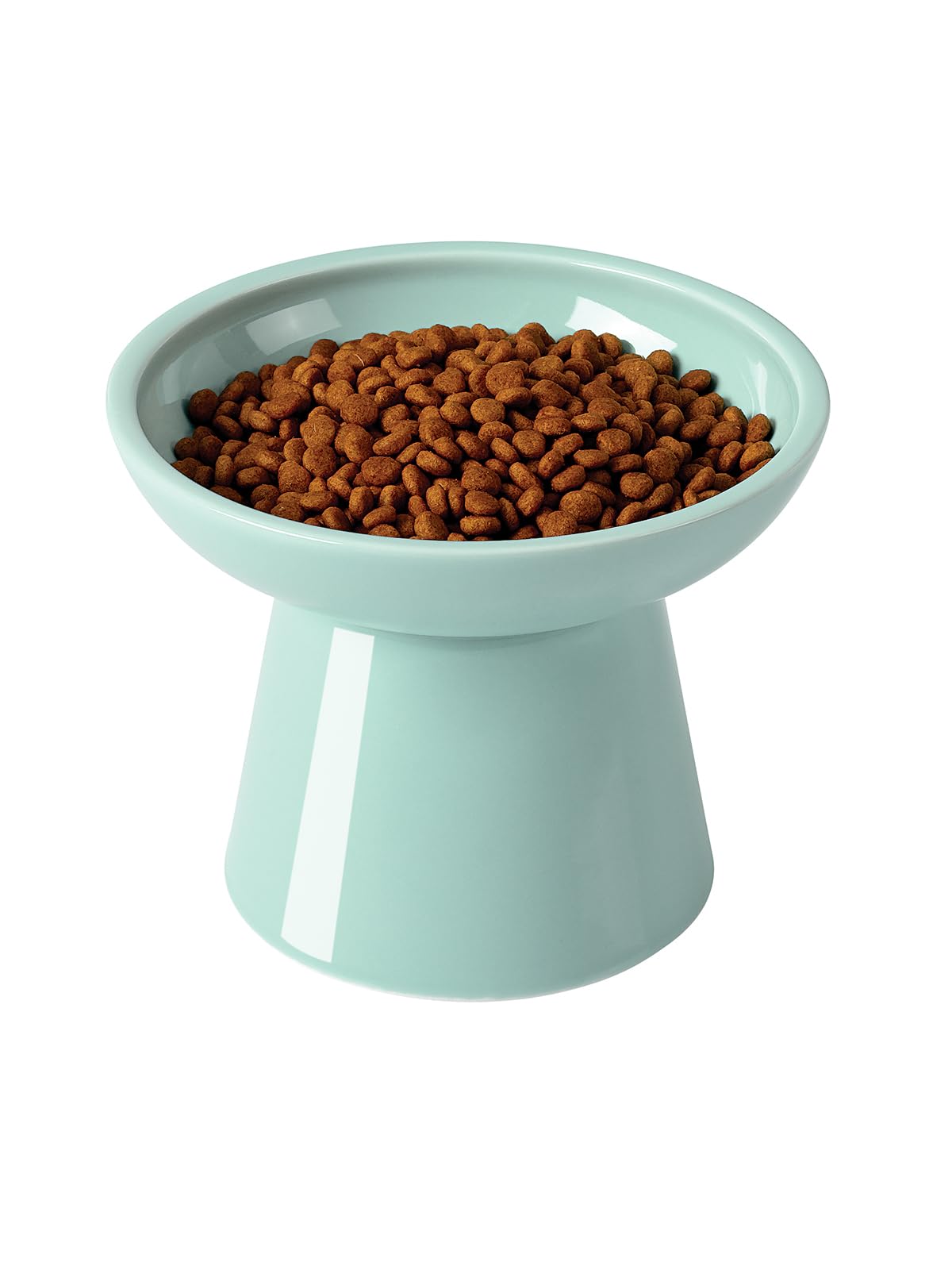 LoeJan Elevated Cat Food and Water Bowls Set, Extra Wide and Raised Ceramic Bowls, Anti-Vomit Whisker-Free Pressure Cat Feeder for Kittens to Adult Cats and Small Dogs (White, Water Bowl)