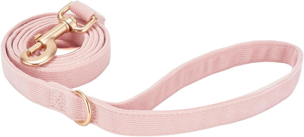 Soft Corduroy Dog Leash 5 Ft Heavy Duty Pet Lead with Gold Metal Hook for Small Medium Large Dogs,Ligth Pink