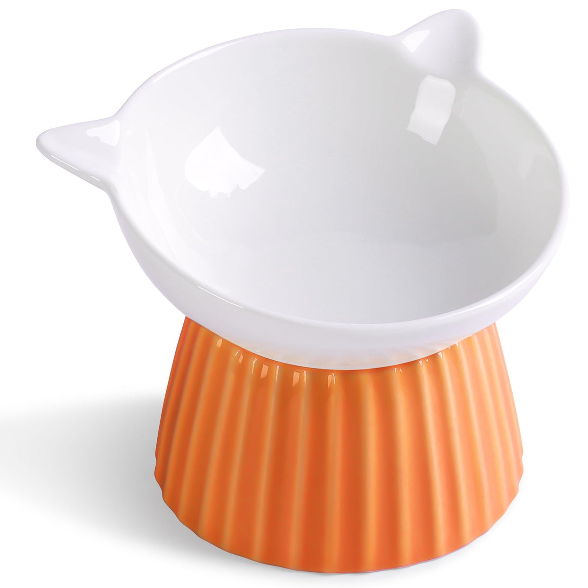 Ceramic Raised Cat Bowl，Tilted Raised Cat Bowl Anti Vomit Cat Bowls for Indoor Cats Whisker Friendly Pet Feeder for Cats Puppies, Microwave and Dishwasher Safe