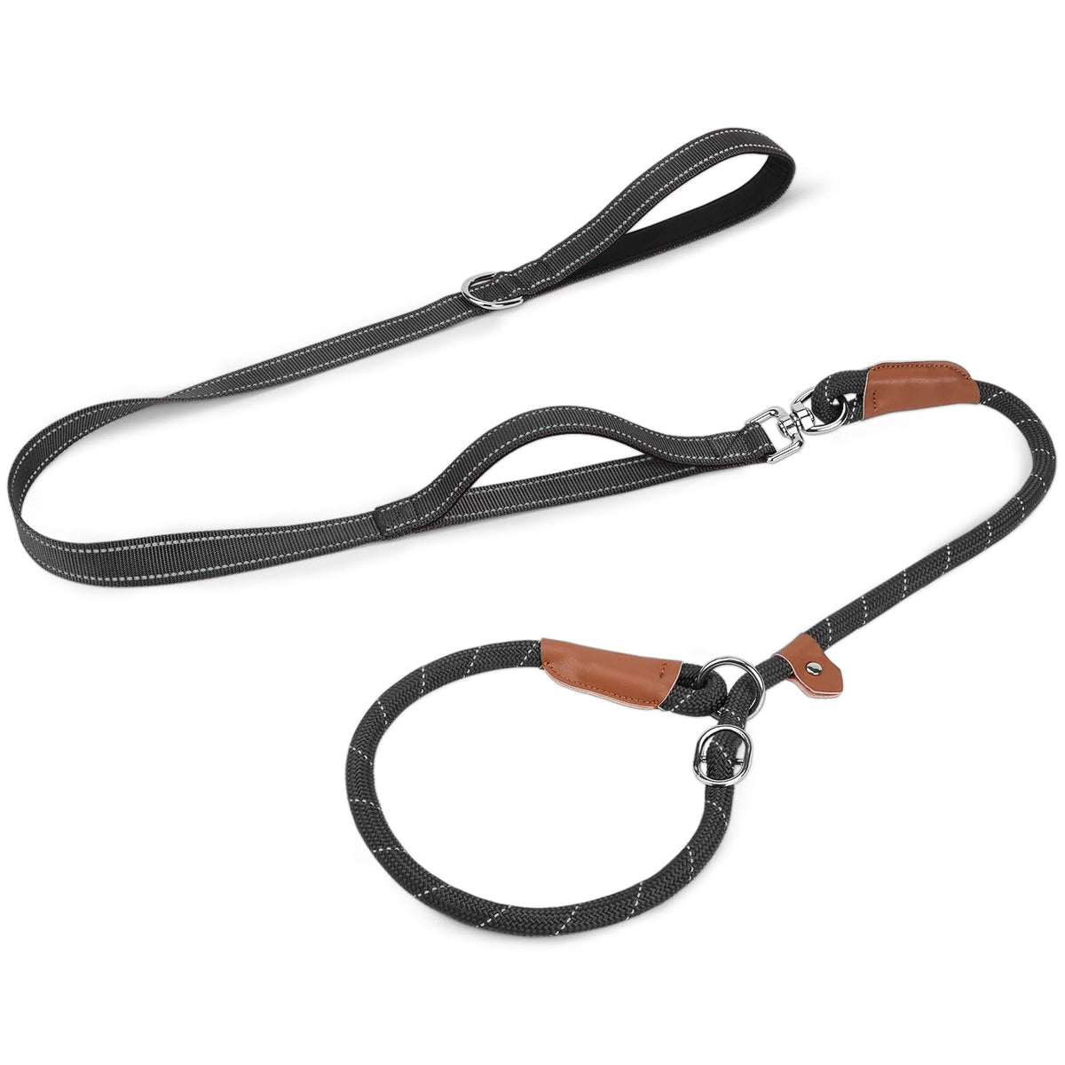 Joytale Slip Lead Dog Leash with Dual Handle, No Pull, Hot Pink, 6FT x 3/8"