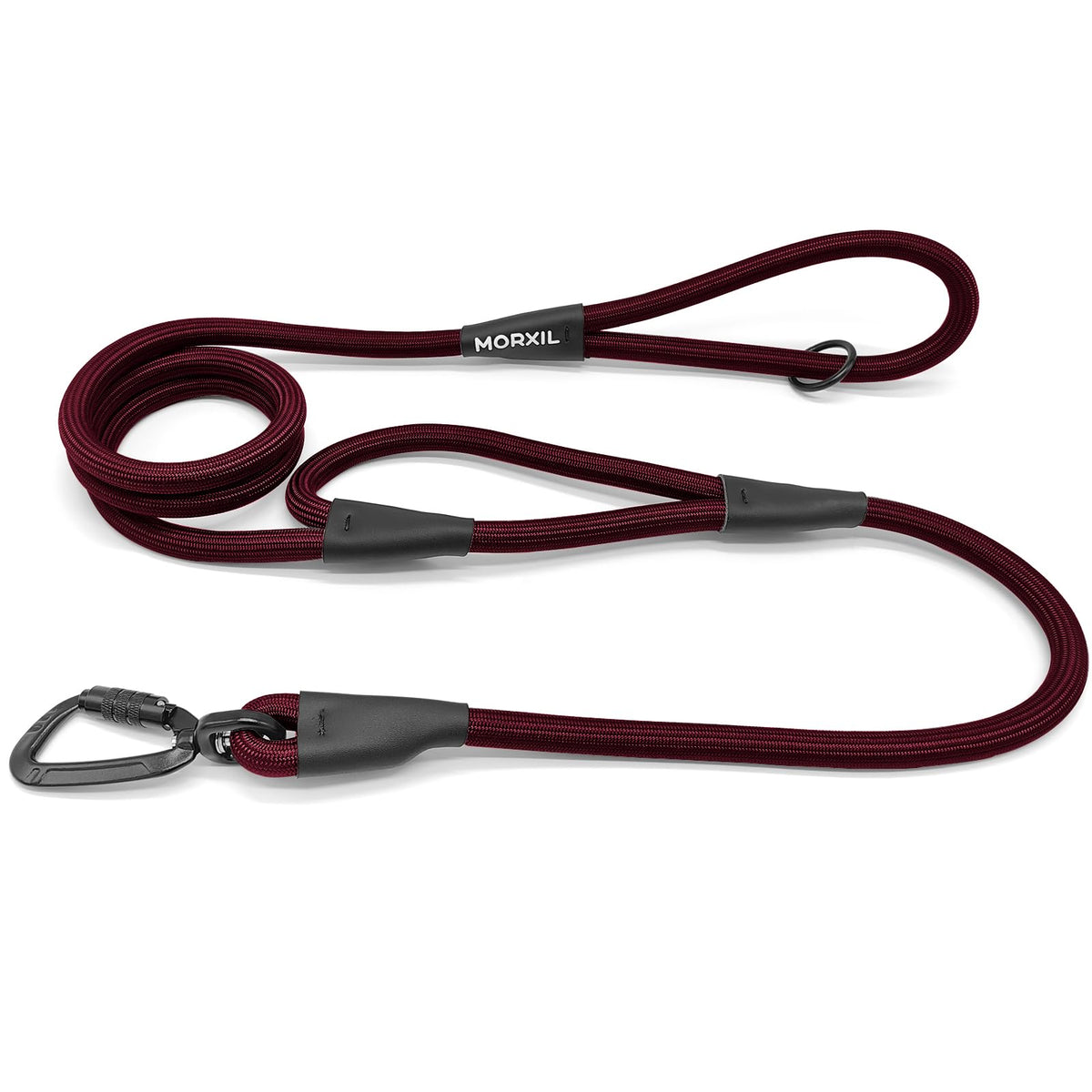 Rope Dog Leash, 6 Foot Heavy Duty Dog Leash with Aviation Aluminum Auto Locking Carabiner, Strong Nylon Pet Lead for Small, Medium, Large Dogs (Black, 6FT)