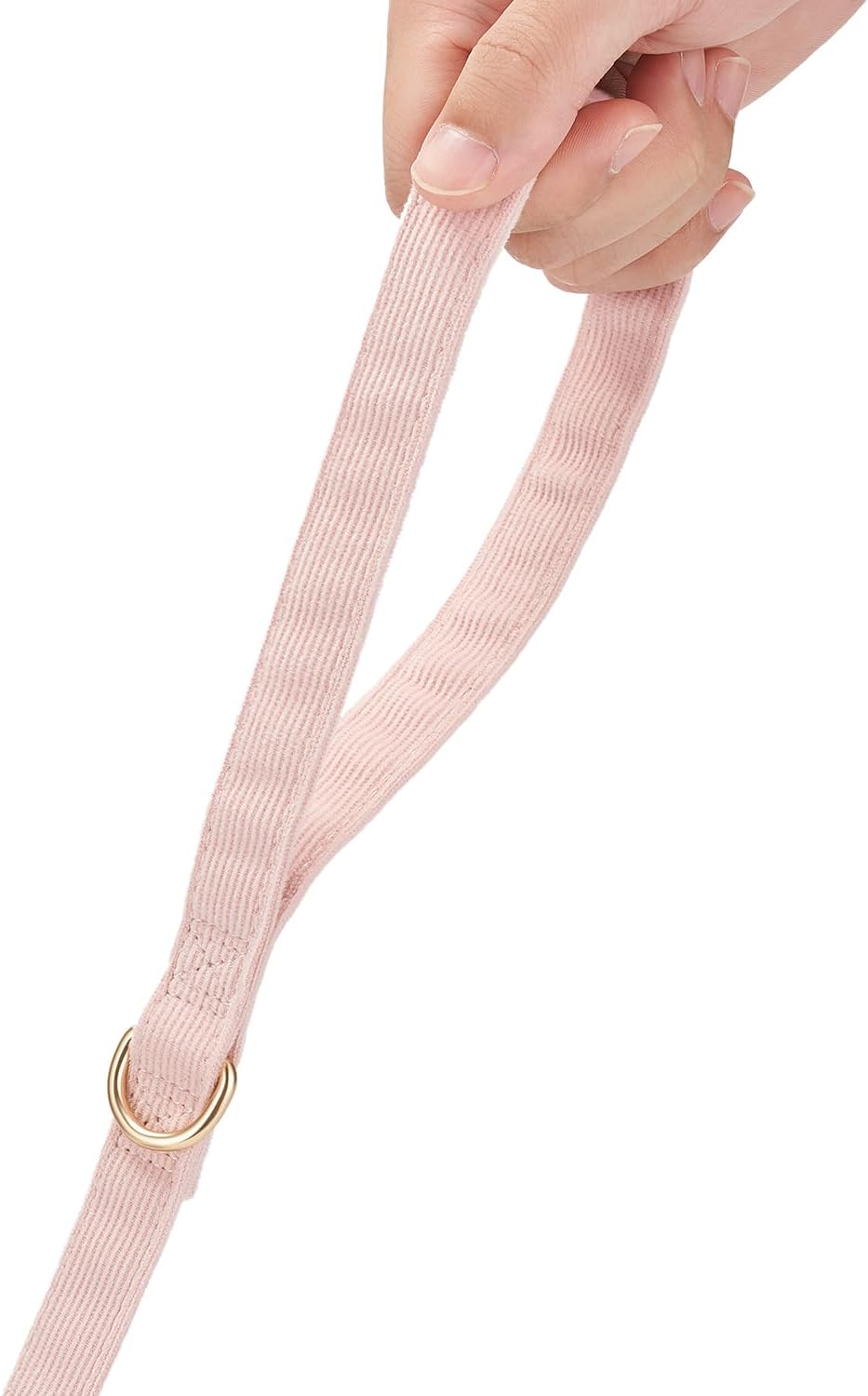 Soft Corduroy Dog Leash 5 Ft Heavy Duty Pet Lead with Gold Metal Hook for Small Medium Large Dogs,Ligth Pink