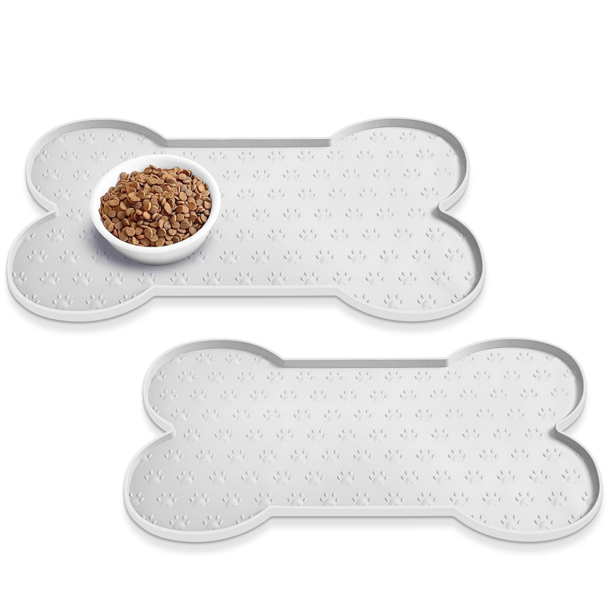 PWTAA Dog Food Mat Anti-Slip Silicone Dog Bowl Mat Thicker Pet Placemat Waterproof Cat Feeder Pad with Raised Edge Puppy Kitten Feeding Mats Suitable Small Medium-Sized Dogs Cats Eating Tray
