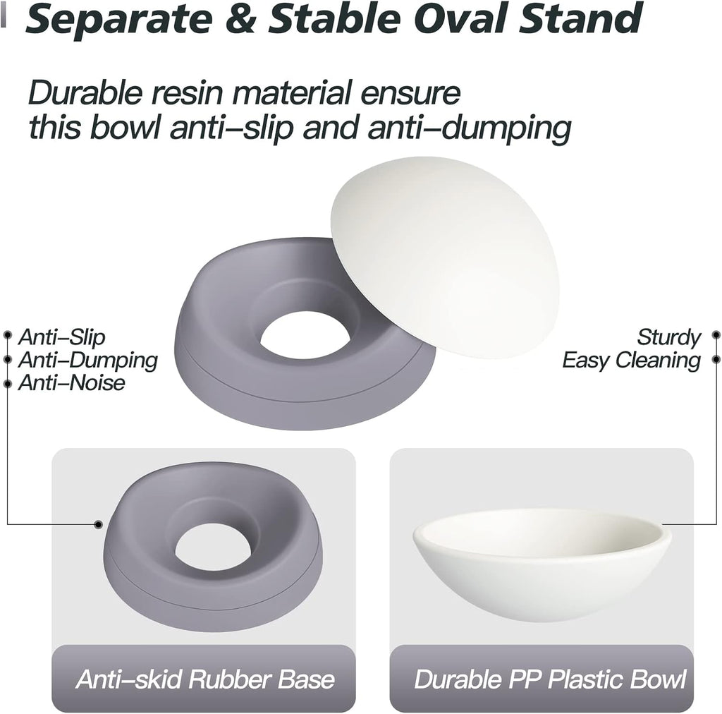 17 oz Raised Cat Food Bowls, Adjustable-Angle Pet Bowls, Easy Cleaning Cat Wet Food Dishes with Non Slip Base, Whisker Friendly Kitten Food Bowl
