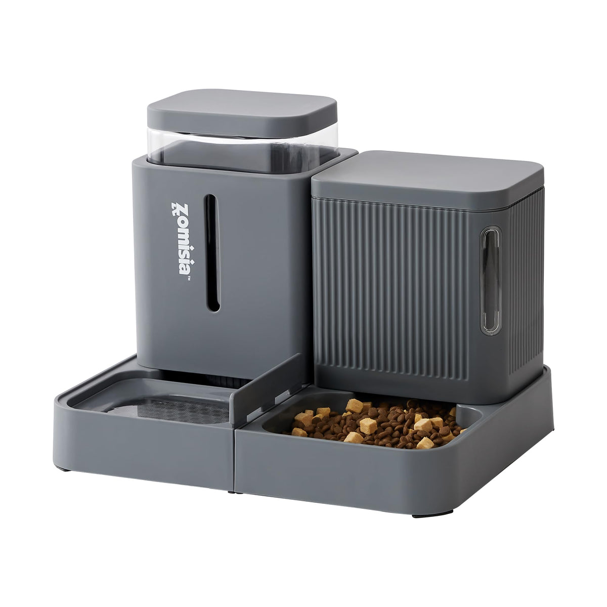 ZOMISIA Automatic Cat Feeder, Gravity Cat Food Dispenser, 0.8Gal x 2, Black