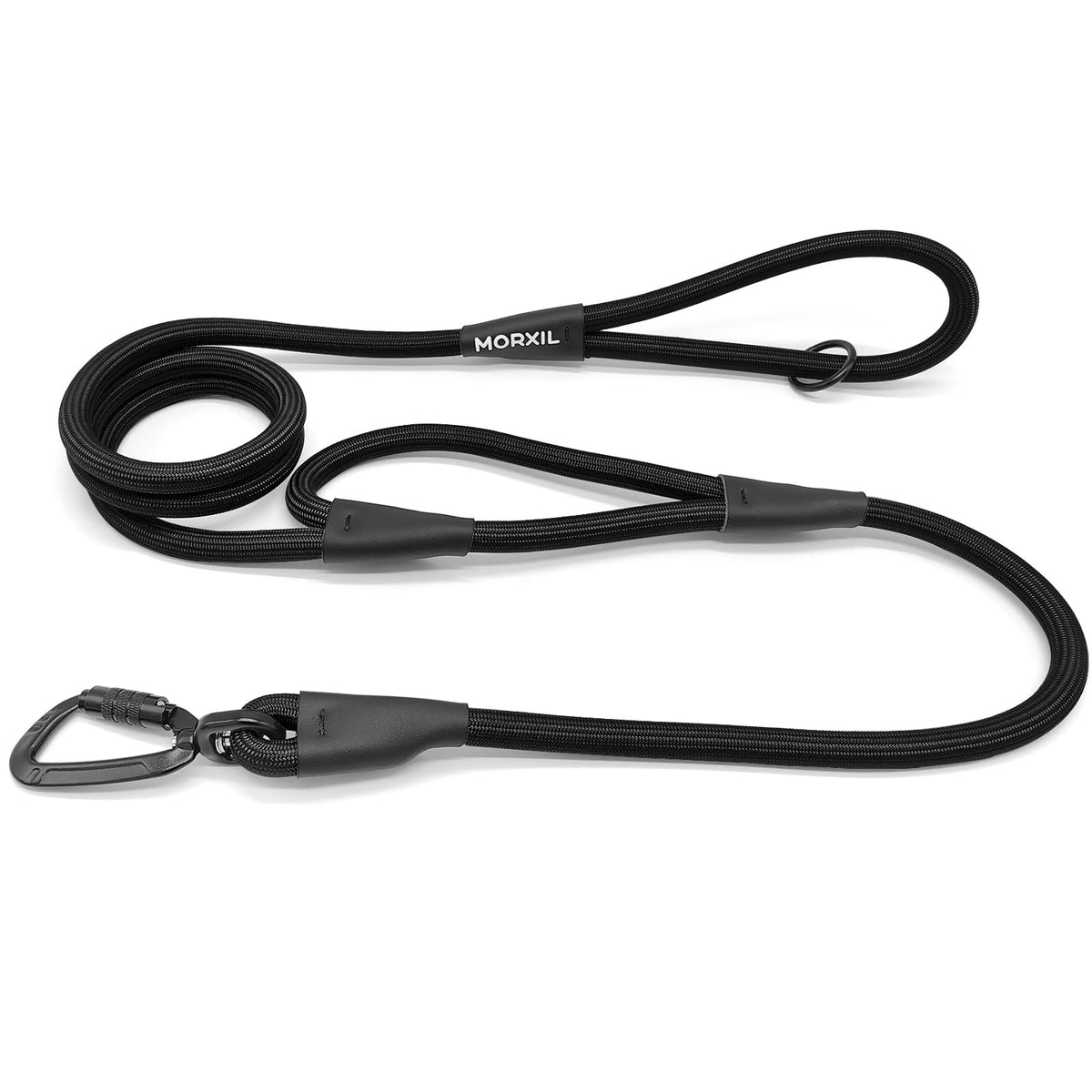 Rope Dog Leash, 6 Foot Heavy Duty Dog Leash with Aviation Aluminum Auto Locking Carabiner, Strong Nylon Pet Lead for Small, Medium, Large Dogs (Black, 6FT)