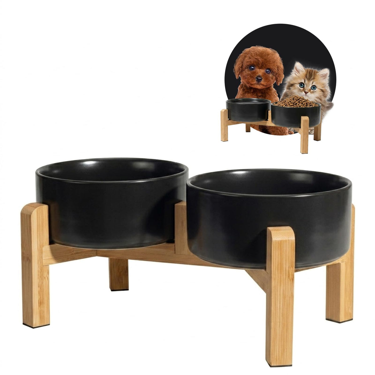 Elevated Ceramic Dog Bowl, 3.6 Cups Dog Food and Water Bowl Set with Stand
