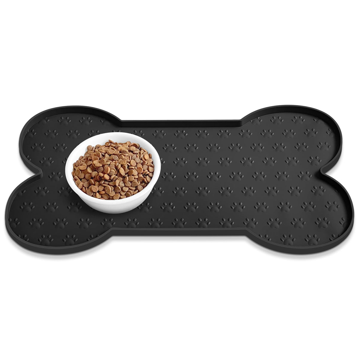 PWTAA Dog Food Mat Anti-Slip Silicone Dog Bowl Mat Thicker Pet Placemat Waterproof Cat Feeder Pad with Raised Edge Puppy Kitten Feeding Mats Suitable Small Medium-Sized Dogs Cats Eating Tray
