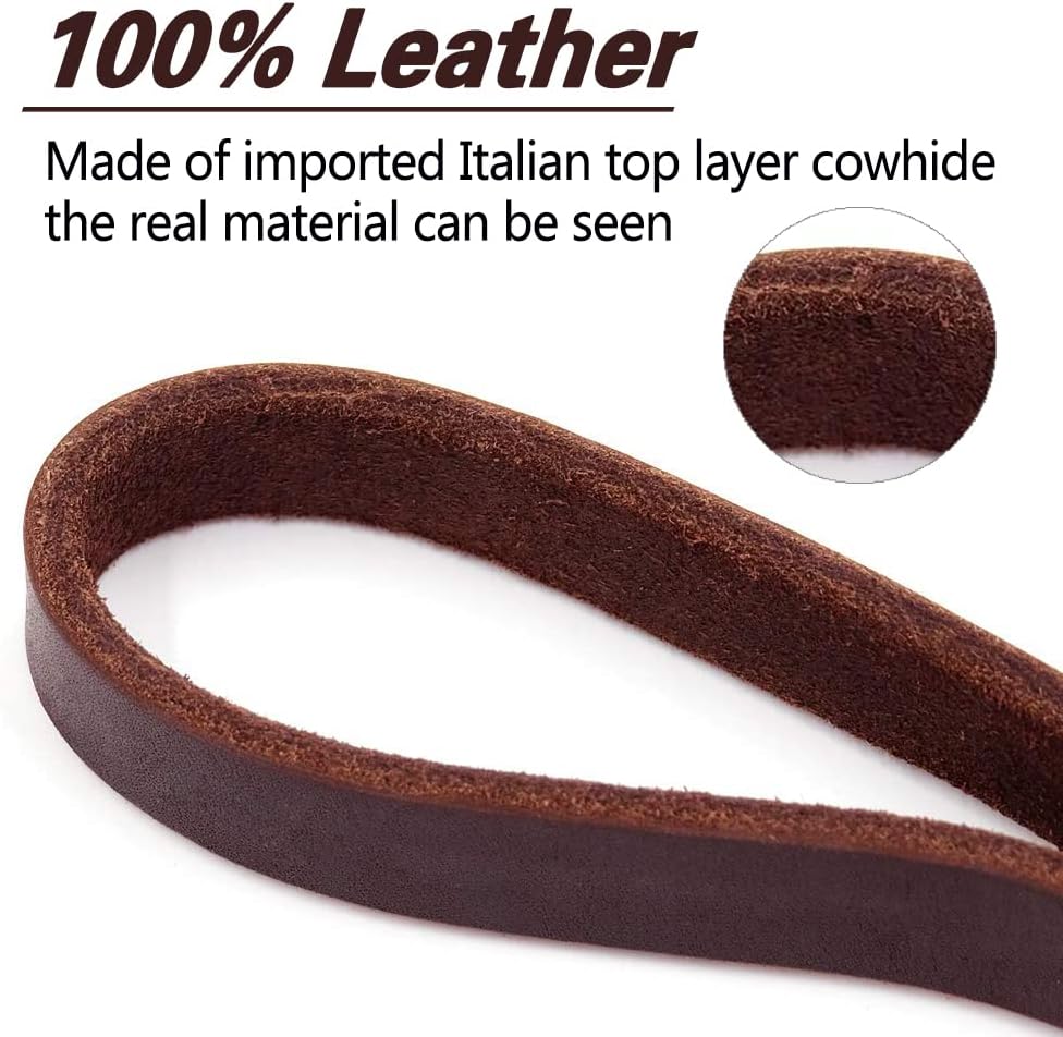 LWBMG Leather Dog Leash 6ft x 3/4 inch, Heavy Duty Genuine Leather Braided Dog Training Leash, Soft and Strong Pet Lead for Large, Medium, Small Dogs