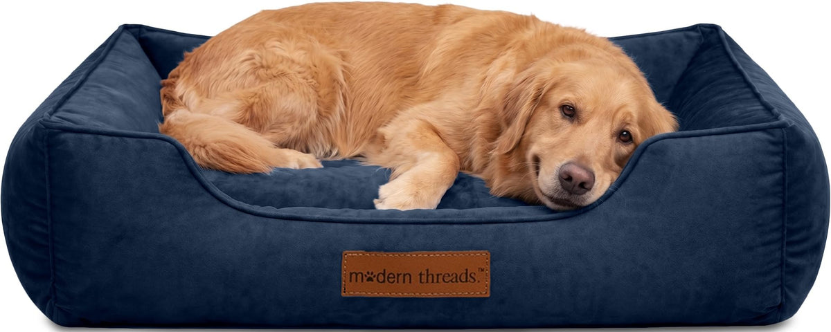 Modern Threads Luxury Dog Bed - Comfortable Tufted Velvet Cushion for Small to Large Dogs - Machine Washable - Durable & Cute Sleep Space for Pets - Pamper Your Pet with Cozy Beds - Rosewood