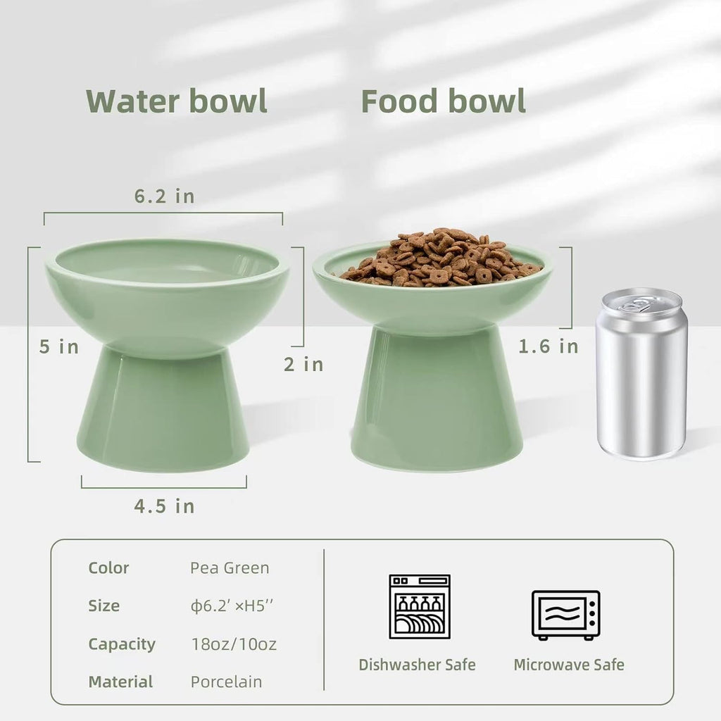 CEEFU 2-Pack Elevated Ceramic Cat Bowls Extra Wide for Food & Water