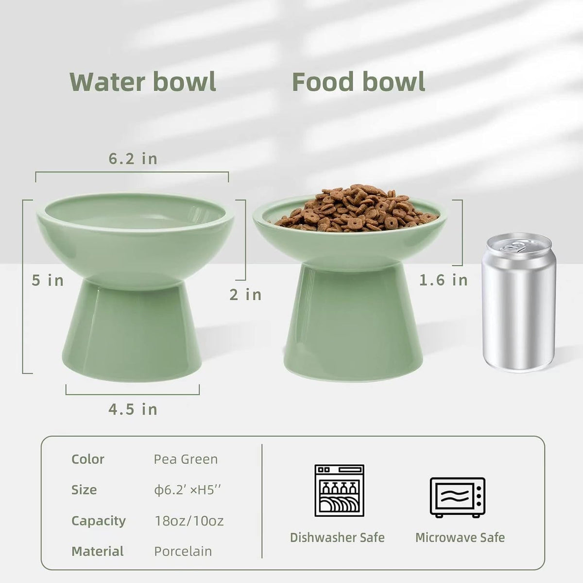 CEEFU 2-Pack Elevated Ceramic Cat Bowls Extra Wide for Food & Water