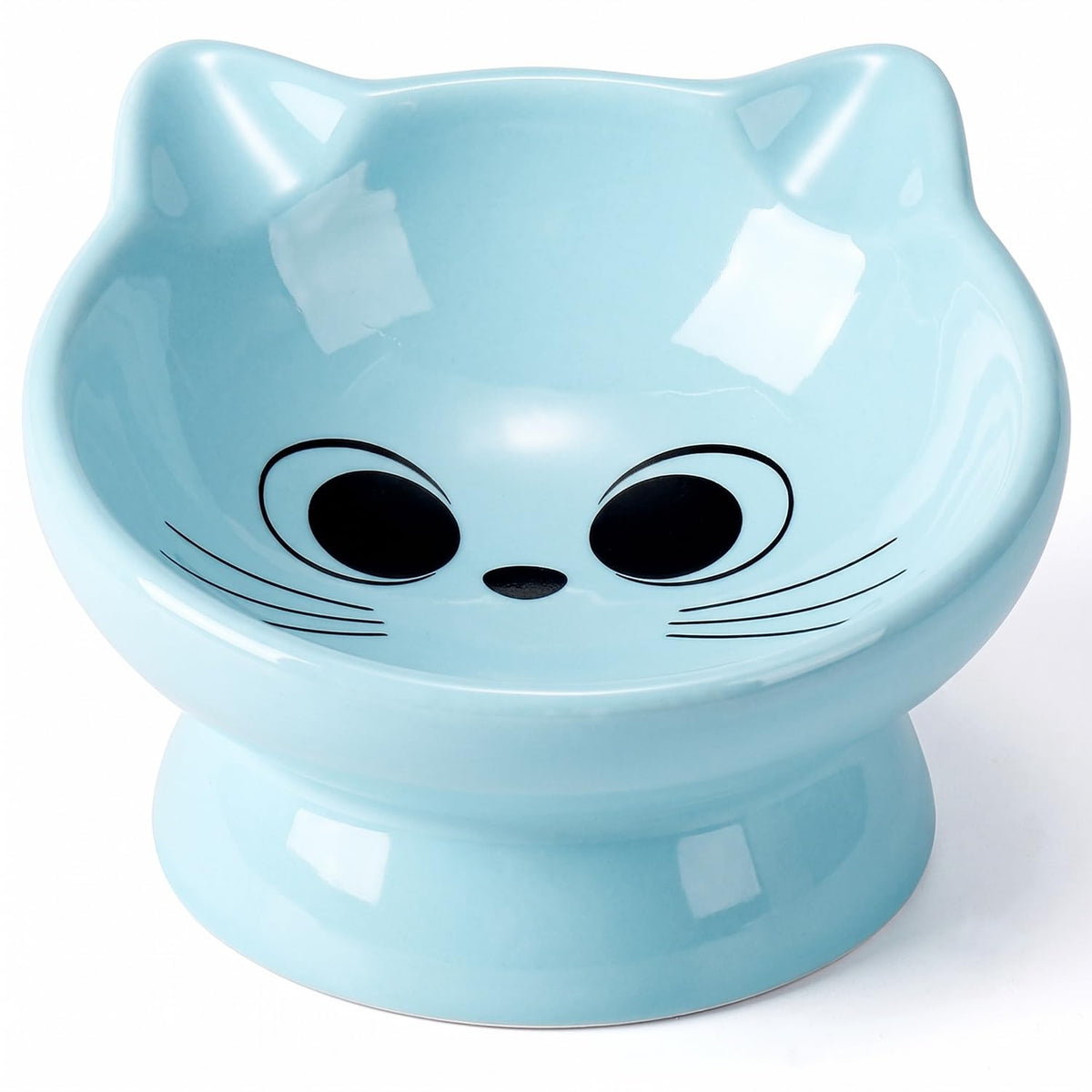 Raised Cat Food Bowl Ceramic 15° Tilted Cat Food Bowls Protect Cat's Spine Anti Vomiting Backflow Prevention Bowls for Adult Kitty, Kitten, and Small Dogs, Pink