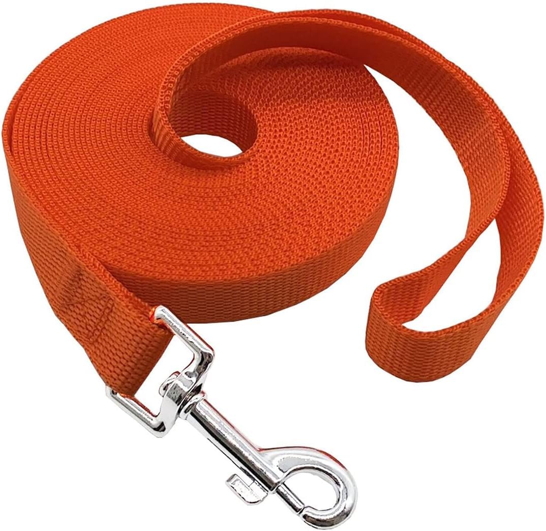 Nylon Training Dog Leash for Small Medium Large Dogs, 15ft 20ft 30ft 50ft Long Puppy Lead for Obedience Recall Training, Camping (20ft, Black)