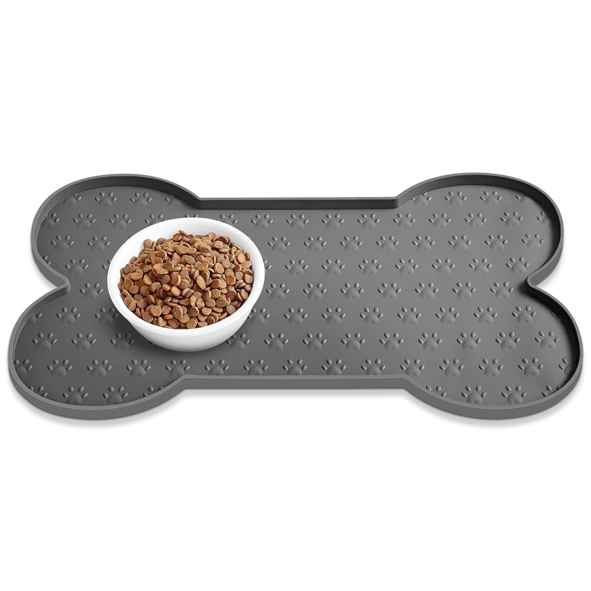 PWTAA Dog Food Mat Anti-Slip Silicone Dog Bowl Mat Thicker Pet Placemat Waterproof Cat Feeder Pad with Raised Edge Puppy Kitten Feeding Mats Suitable Small Medium-Sized Dogs Cats Eating Tray