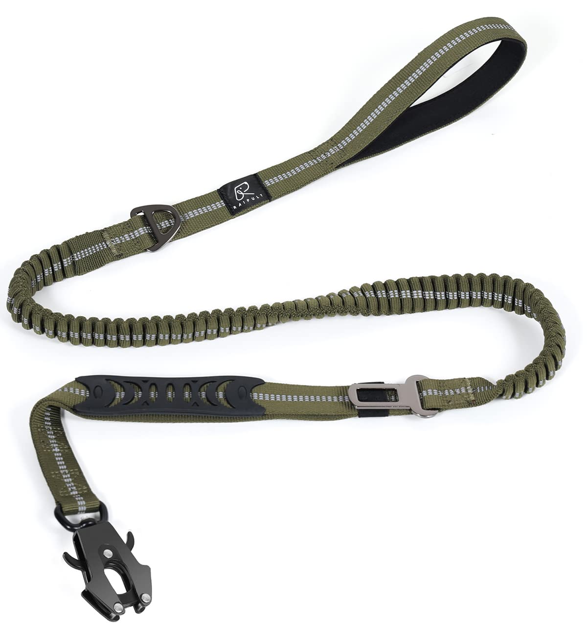 Raipult Tactical Shock Absorbing Bungee Dog Leash Heavy Duty, 4-6ft, Khaki