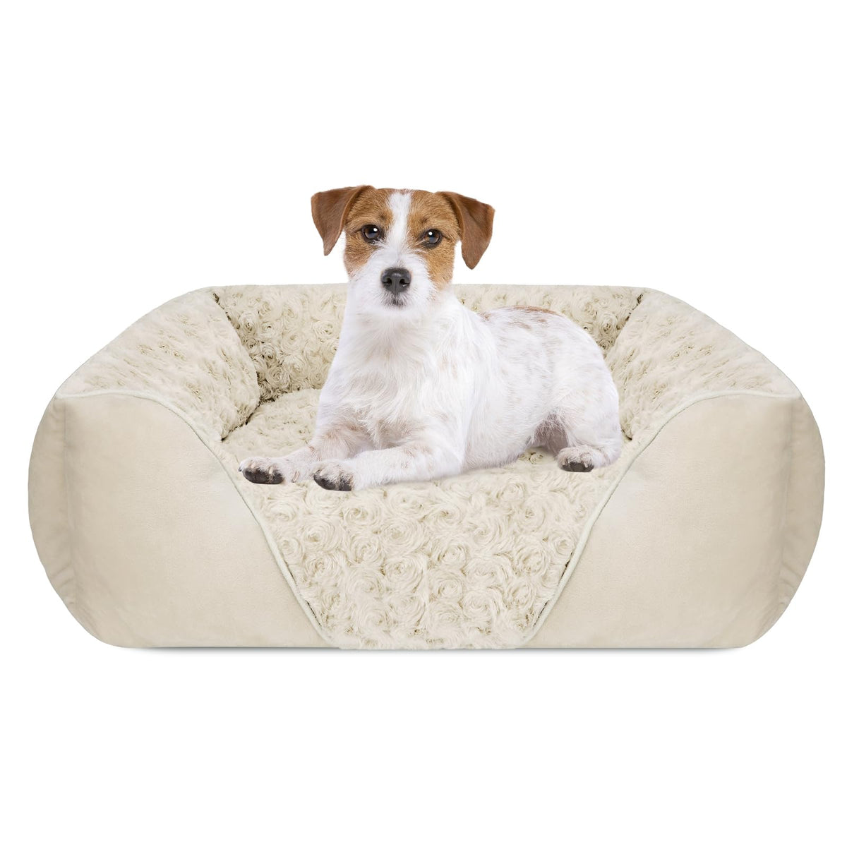 INVENHO Rectangle Washable Orthopedic Dog Bed for Small, Medium and Large Dogs, Soft Calming, Sleeping Puppy Bed Durable Pet Cuddler with Anti-Slip Bottom, S (20"x19"x6")