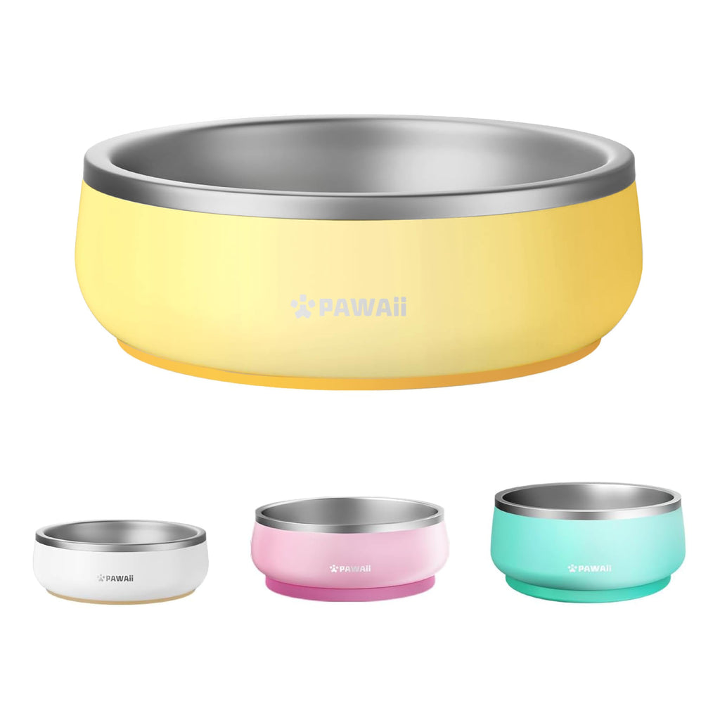 Pawaii Dog Bowl, 34 oz Stainless Steel Food and Water Bowl, ID Tag, 1 Pack