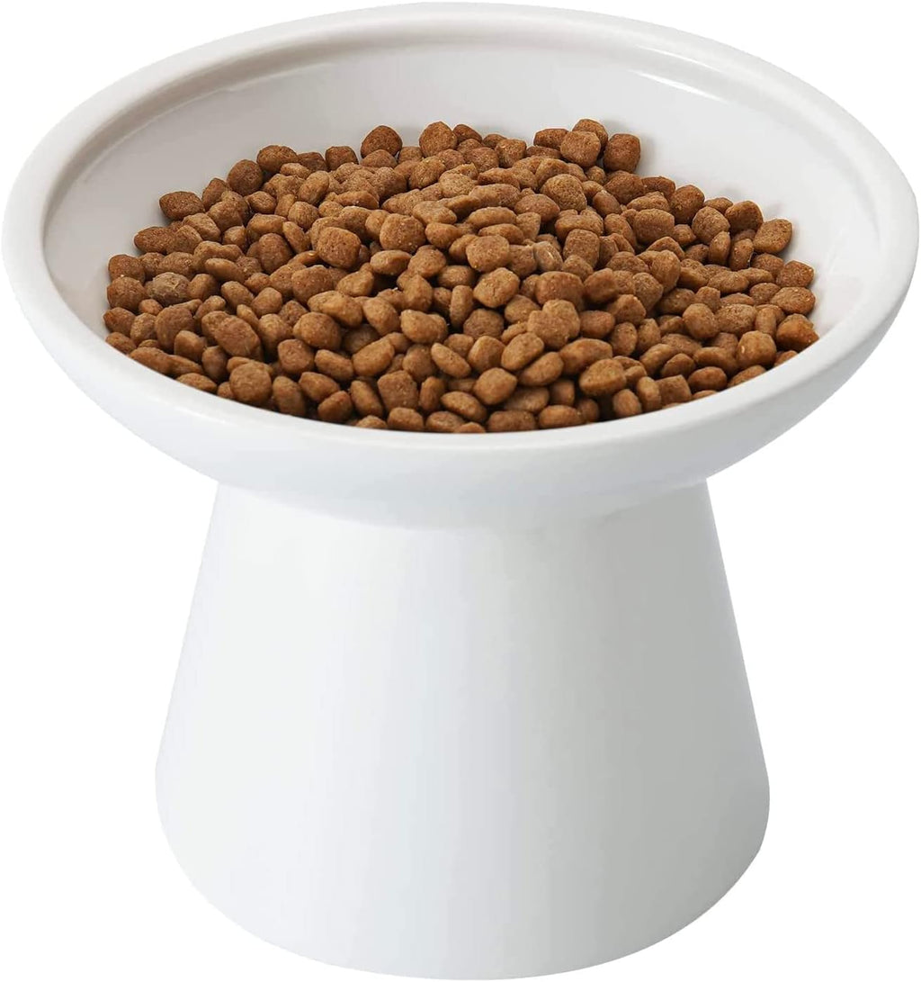 CEEFU Extra Wide Elevated Ceramic 6.2" Shallow Cat Food Bowl