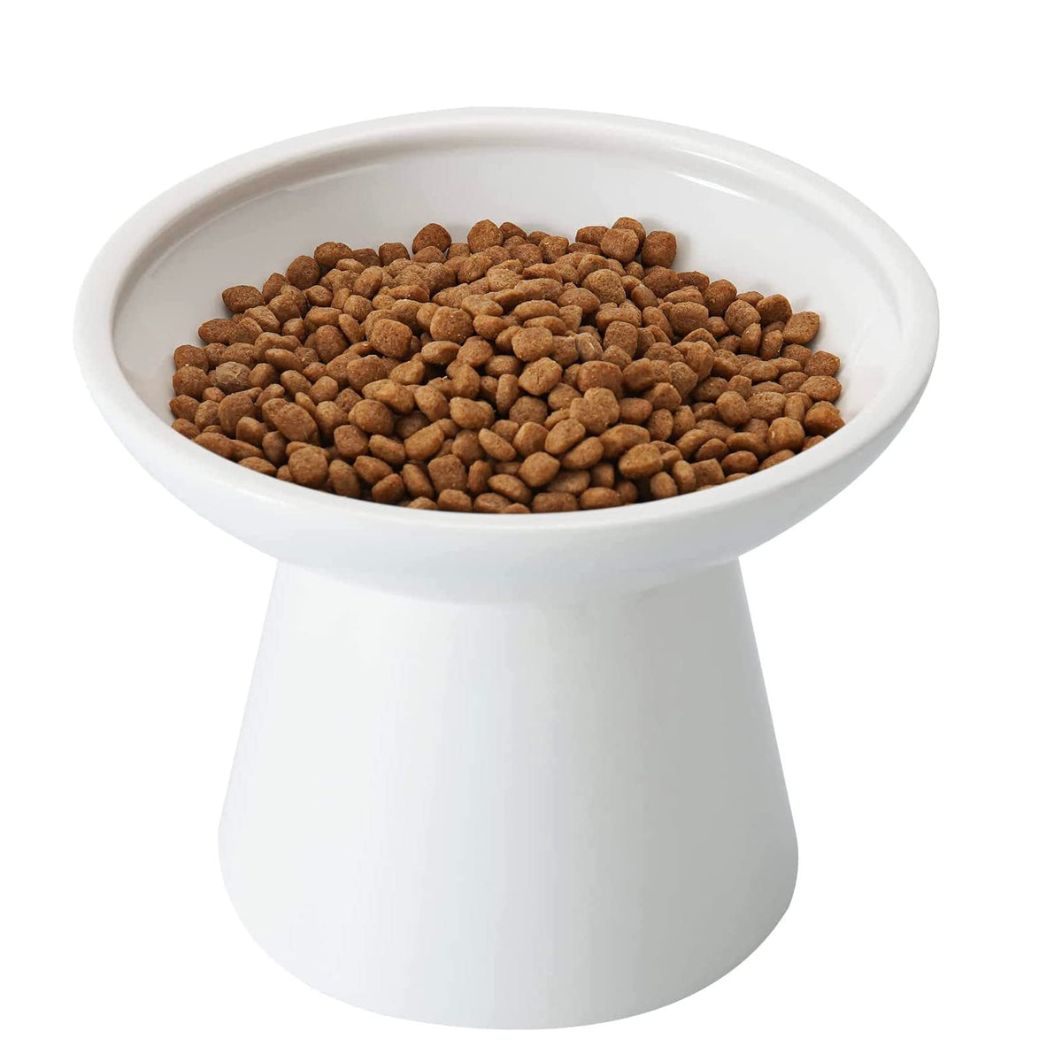 CEEFU Extra Wide Elevated Ceramic 6.2" Shallow Cat Food Bowl