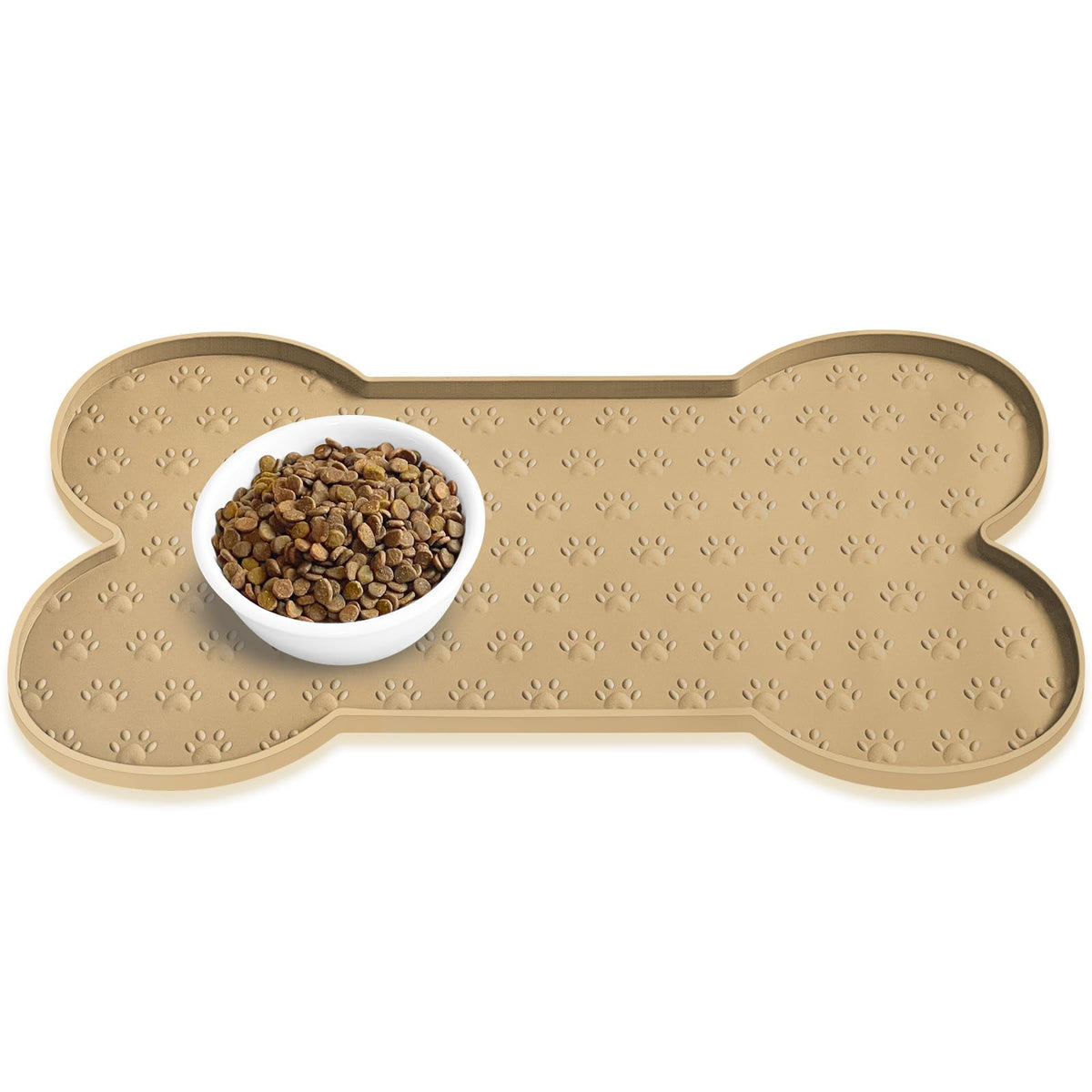 PWTAA Dog Food Mat Anti-Slip Silicone Dog Bowl Mat Thicker Pet Placemat Waterproof Cat Feeder Pad with Raised Edge Puppy Kitten Feeding Mats Suitable Small Medium-Sized Dogs Cats Eating Tray
