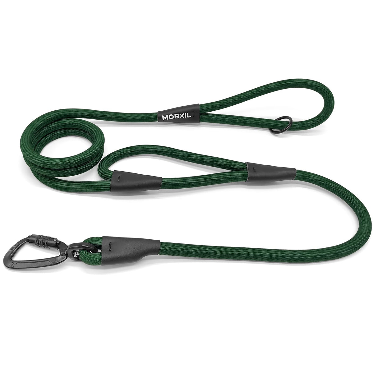 Rope Dog Leash, 6 Foot Heavy Duty Dog Leash with Aviation Aluminum Auto Locking Carabiner, Strong Nylon Pet Lead for Small, Medium, Large Dogs (Black, 6FT)