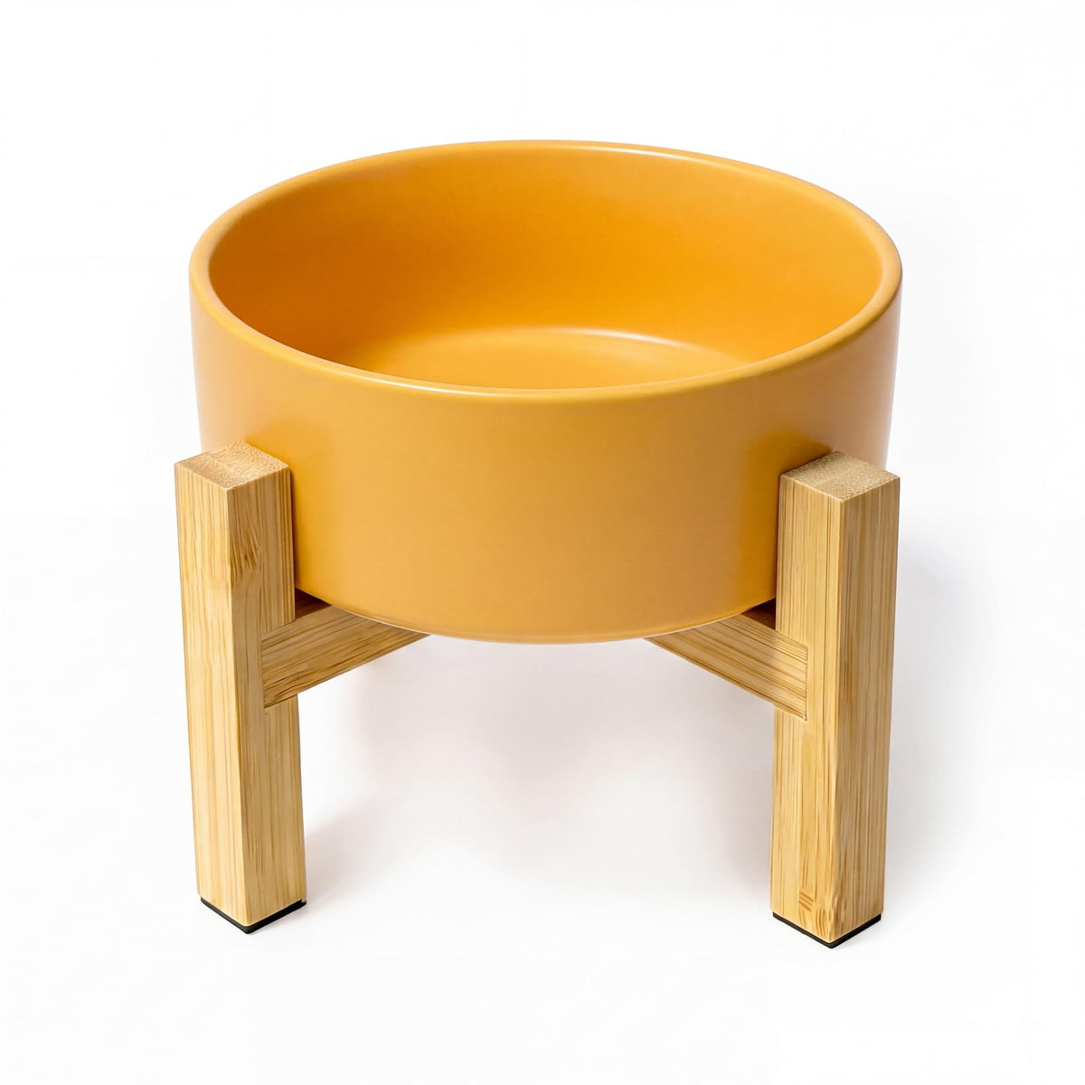 Cat Water Bowl - Elevated Cat Bowls | Ceramic Raised Cat Bowl with Adjustable Bamboo Stand | Anti Vomiting Cat Food Bowl for Indoor Cats, Kittens & Small Dogs | Dishwasher Safe | 5.1" Cat Dish| White