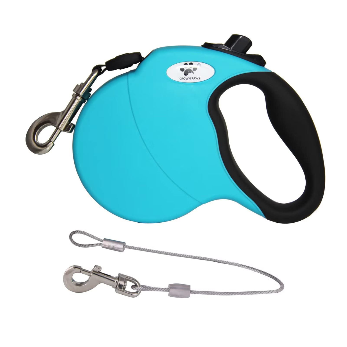 16ft Retractable Dog Leash for Large Breed Dogs up to 110 lbs with a Detachable Chew Proof Extender Wire Ropes (Black L)
