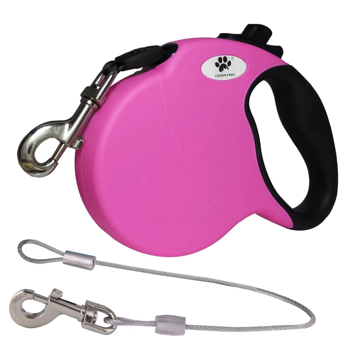 16ft Retractable Dog Leash for Large Breed Dogs up to 110 lbs with a Detachable Chew Proof Extender Wire Ropes (Black L)