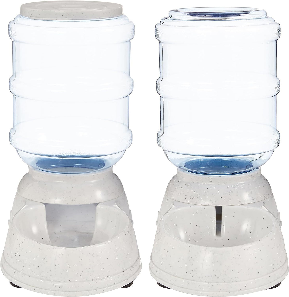 Amazon Basics Automatic Pet Water Dispenser and Gravity Food Feeder Set for Cat and Dog, Easy to Clean, 152fl.oz food feeder, 135.3fl.oz water dispenser, Small, Pack of 2