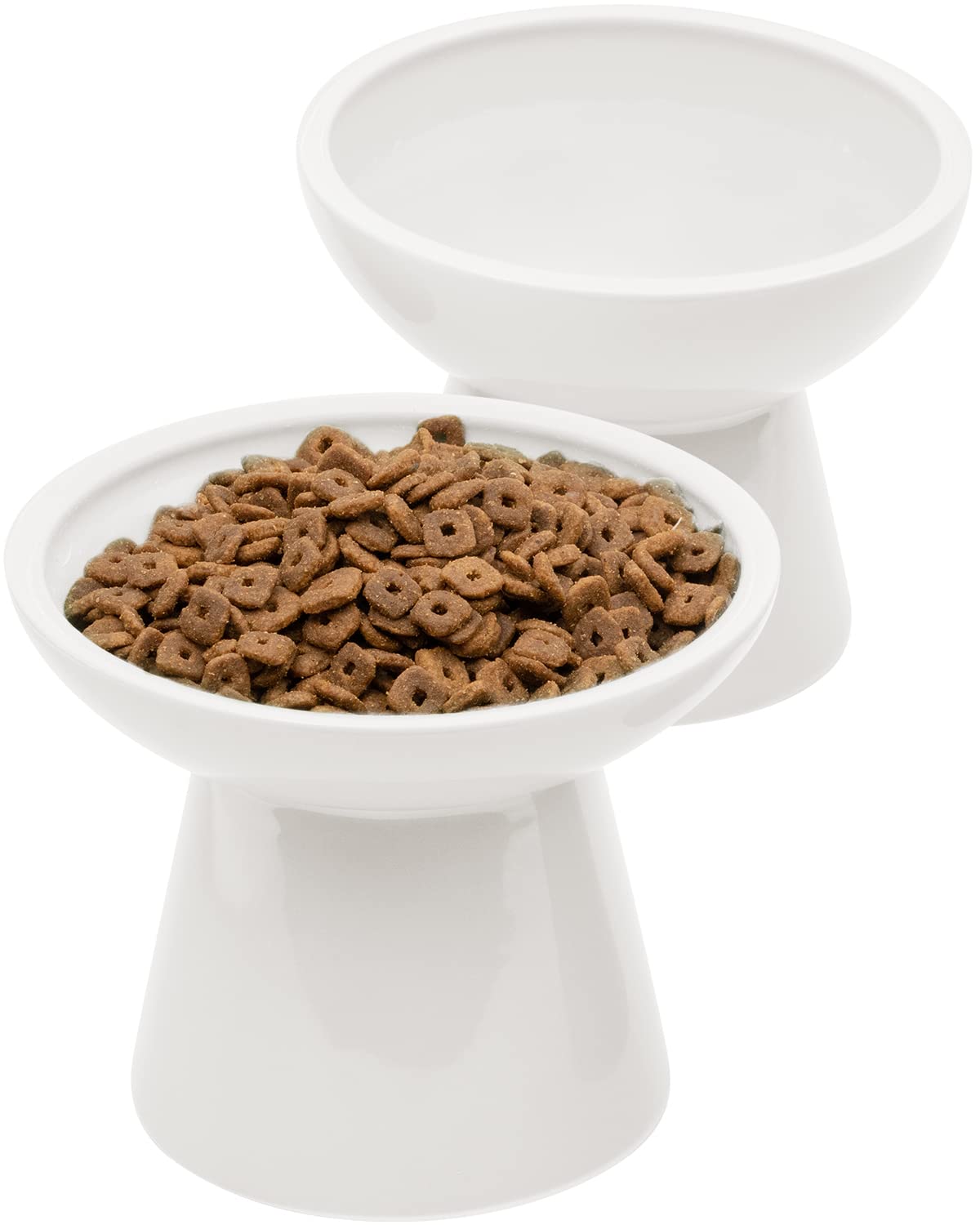 CEEFU 2-Pack Elevated Ceramic Cat Bowls Extra Wide for Food & Water