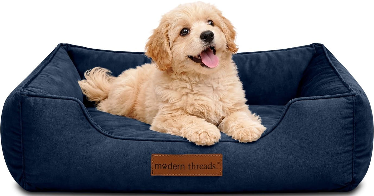 Modern Threads Luxury Dog Bed - Comfortable Tufted Velvet Cushion for Small to Large Dogs - Machine Washable - Durable & Cute Sleep Space for Pets - Pamper Your Pet with Cozy Beds - Rosewood