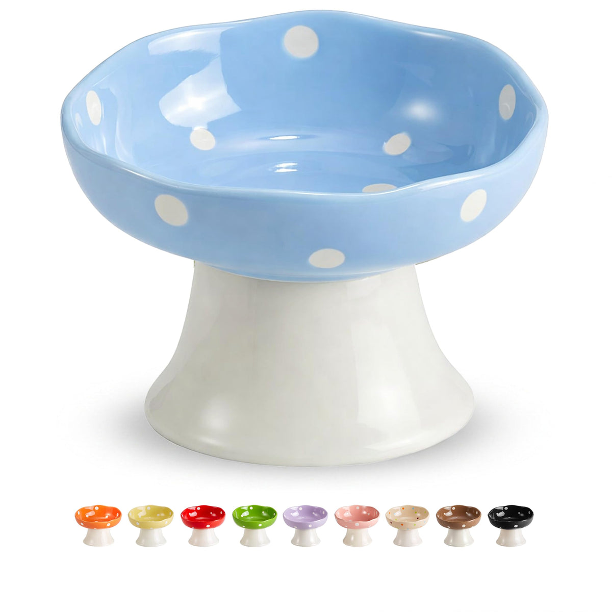 Red Mushroom Cat Bowl, Elevated Ceramic Bowl for Cats