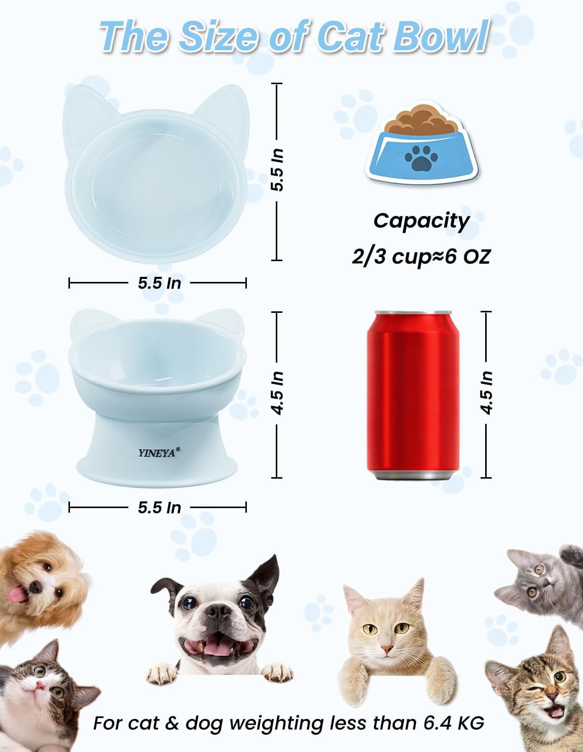 YINEYA 2 Pack Cat Food Bowls Elevated Design for Neck Comfort & Digestion