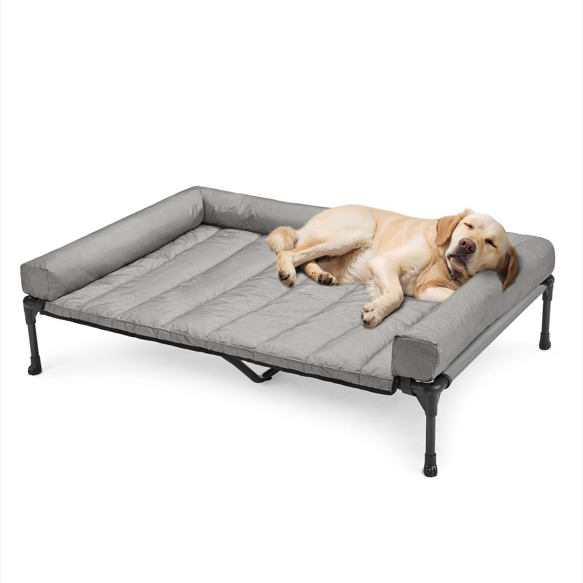 Veehoo Outdoor Elevated Dog Bed with Waterproof Bolster Cushion, Cooling
