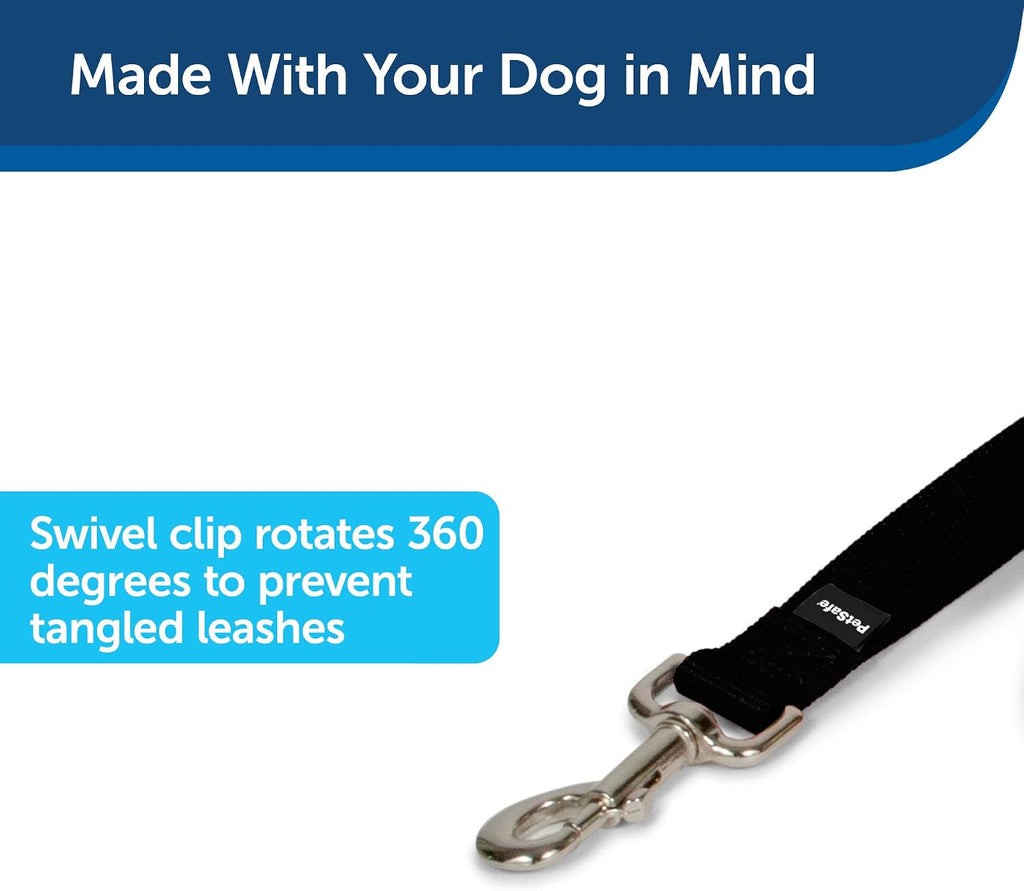 PetSafe Nylon Dog Leash - Strong, Durable, Traditional Style Leash with Easy to Use Bolt Snap - 1 in. x 6 ft., Black