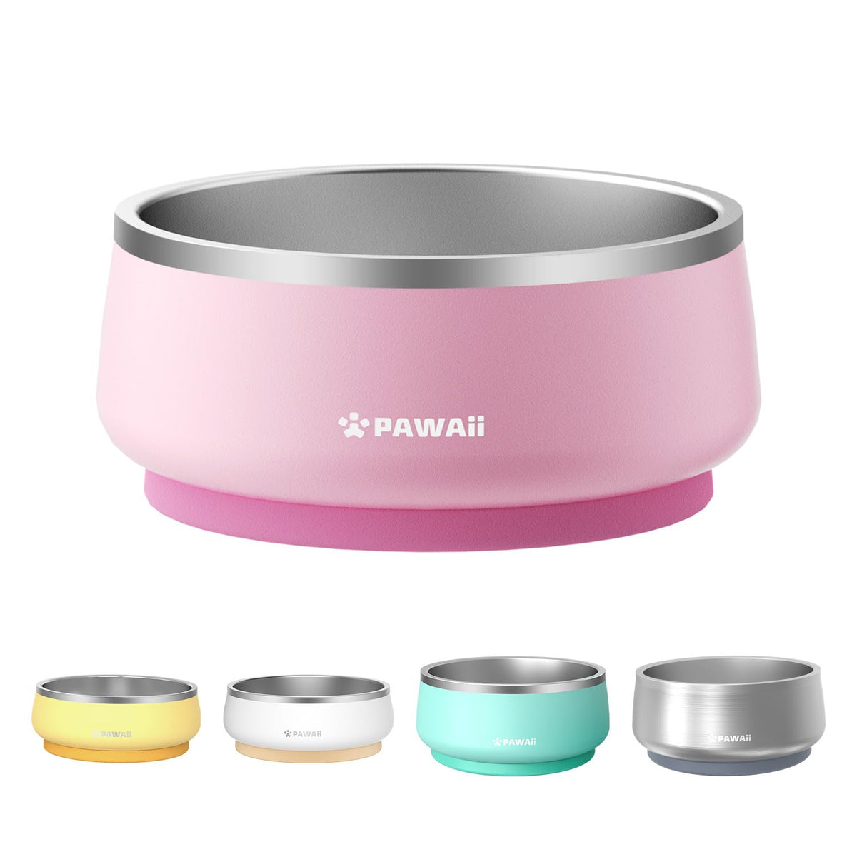 Pawaii Dog Bowl, 34 oz Stainless Steel Food and Water Bowl, ID Tag, 1 Pack