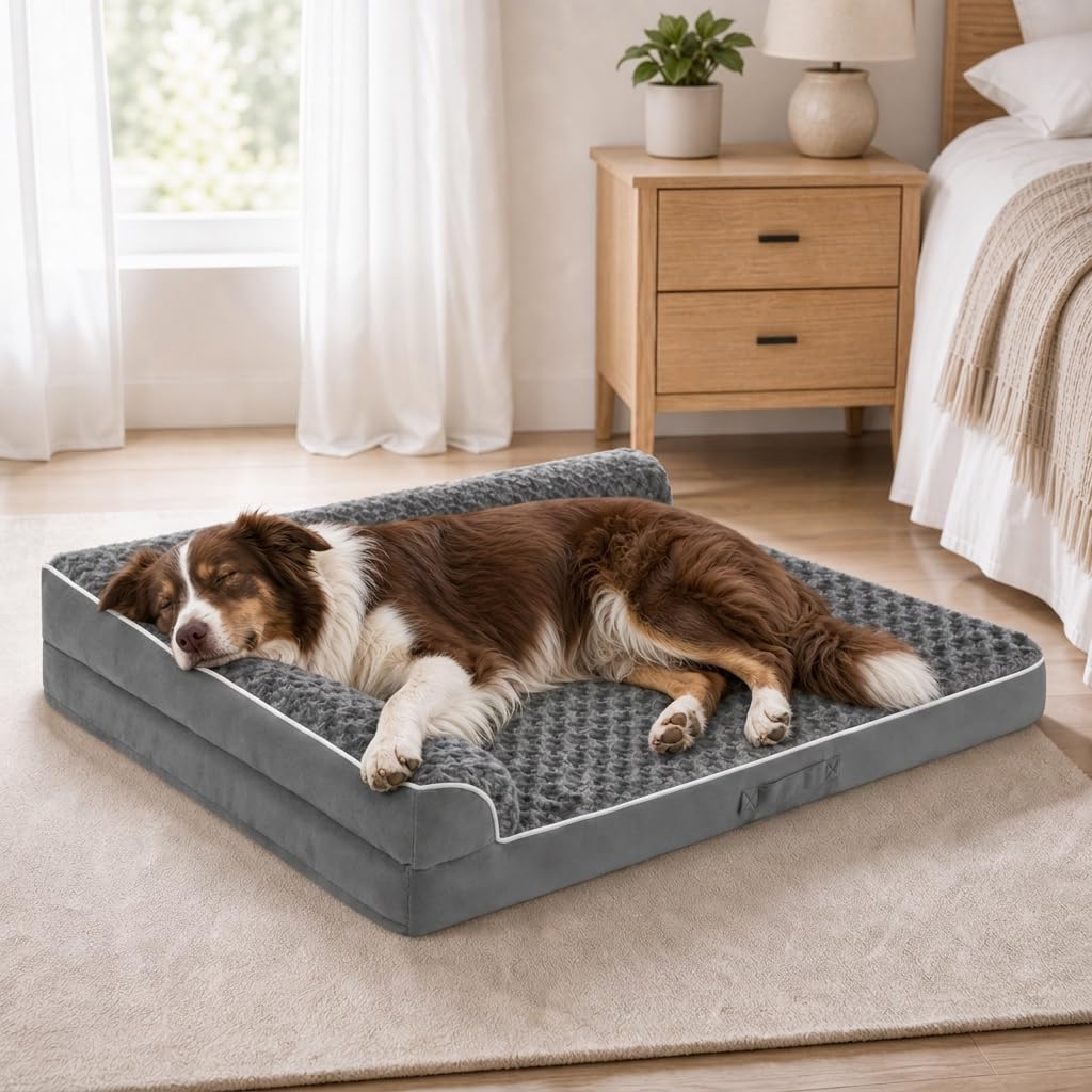 XL Orthopedic Dog Bed for Large Sized Dogs, 42"x30"x7.5", Grey