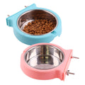 kathson Crate Dog Bowl, Removable Stainless Steel Hanging Pet Kennel Cage Bowl Food & Water Feeder Coop Cup for Puppy, Cat, Rabbit, Guinea Pigs Ferret Bird (2 PCS, Size: M, Blue and Green)