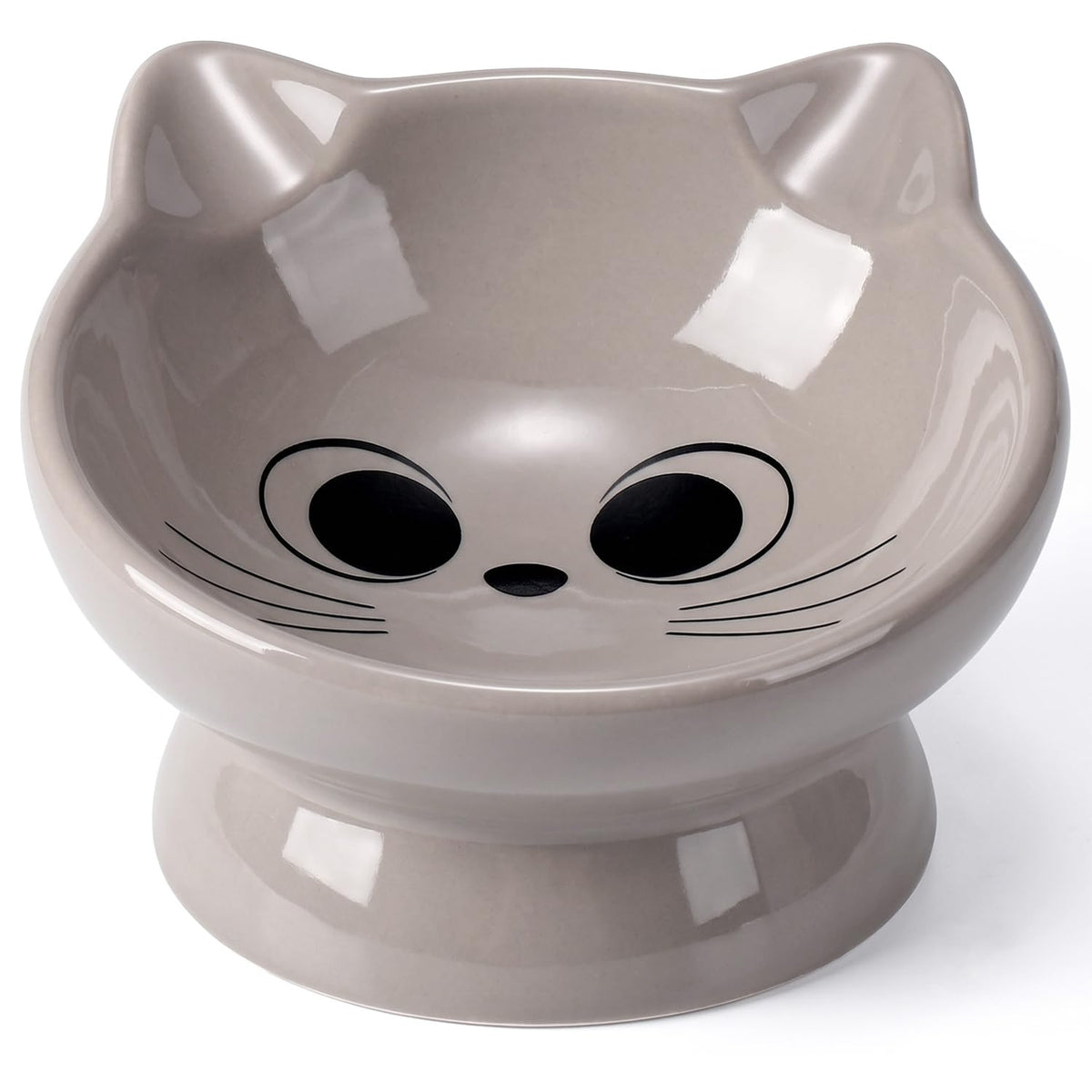 Raised Cat Food Bowl Ceramic 15° Tilted Cat Food Bowls Protect Cat's Spine Anti Vomiting Backflow Prevention Bowls for Adult Kitty, Kitten, and Small Dogs, Pink