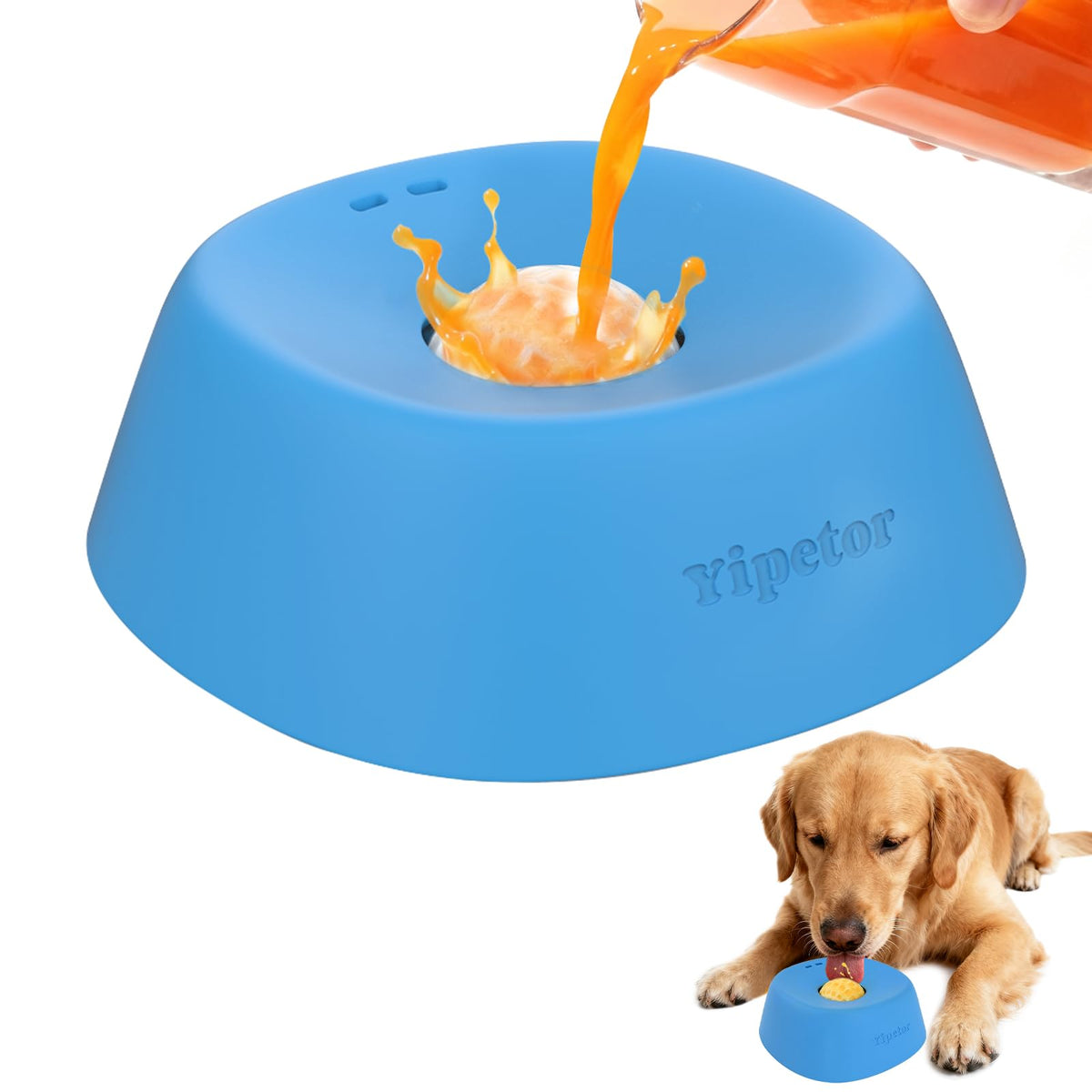 Yipetor Dog Lick Bowl, Rolled Ball-in Slow Feeder Enrichment Puzzle Toys