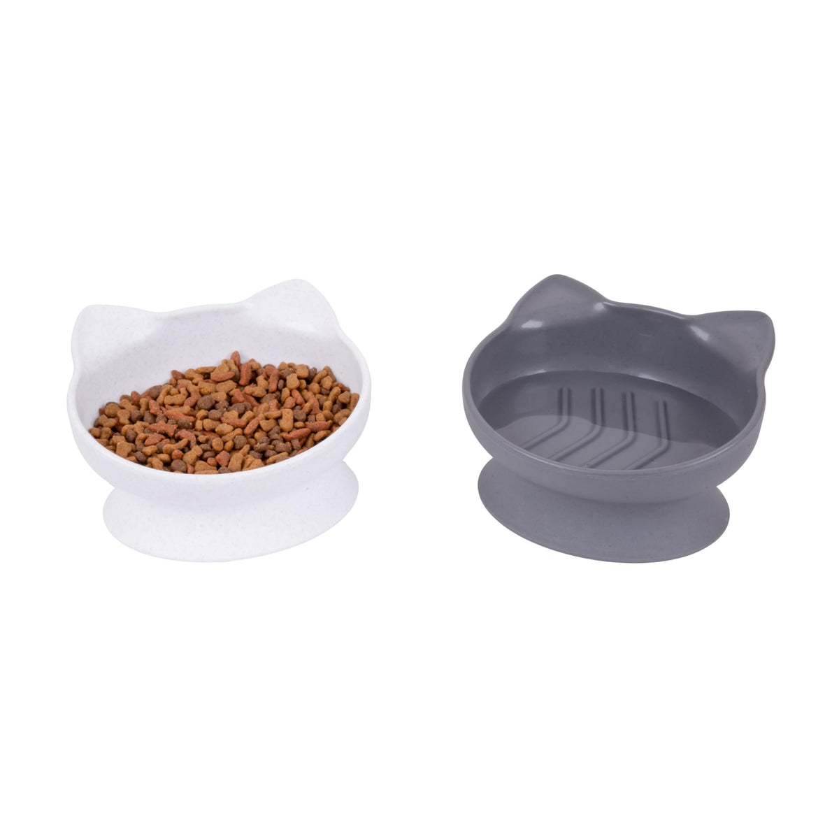 Kitty City Elevated Cat Bowls (Set of 2), Whisker-Friendly Raised Cat Food & Water Dishes, Modern Pedestal Design, Dishwasher Safe, 6.5 oz Each – Pink & Teal