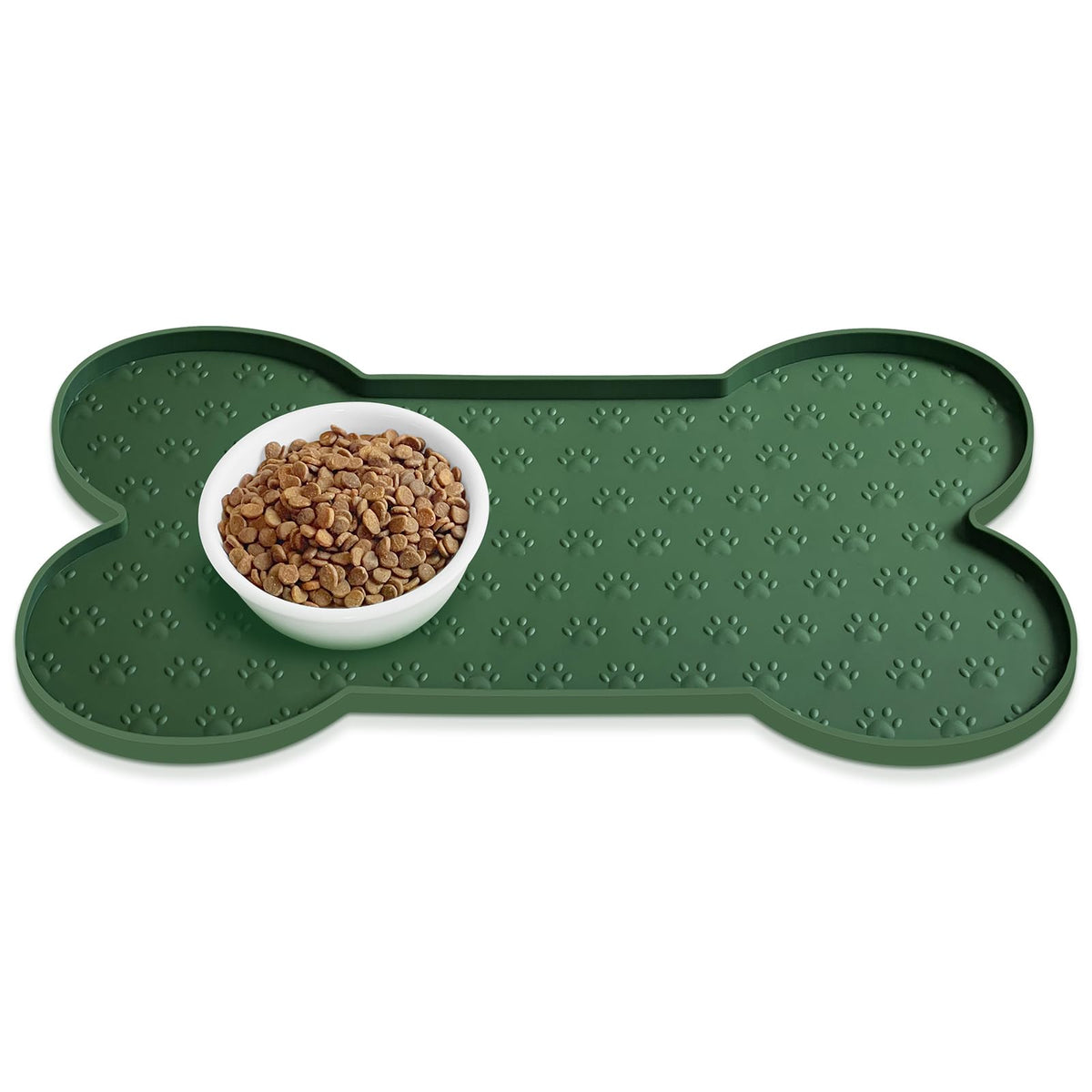 PWTAA Dog Food Mat Anti-Slip Silicone Dog Bowl Mat Thicker Pet Placemat Waterproof Cat Feeder Pad with Raised Edge Puppy Kitten Feeding Mats Suitable Small Medium-Sized Dogs Cats Eating Tray