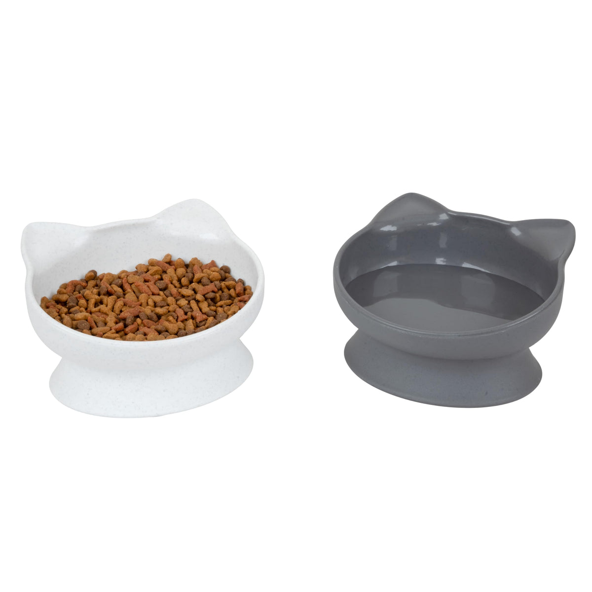 Kitty City Elevated Cat Bowls (Set of 2), Whisker-Friendly Raised Cat Food & Water Dishes, Modern Pedestal Design, Dishwasher Safe, 6.5 oz Each – Pink & Teal