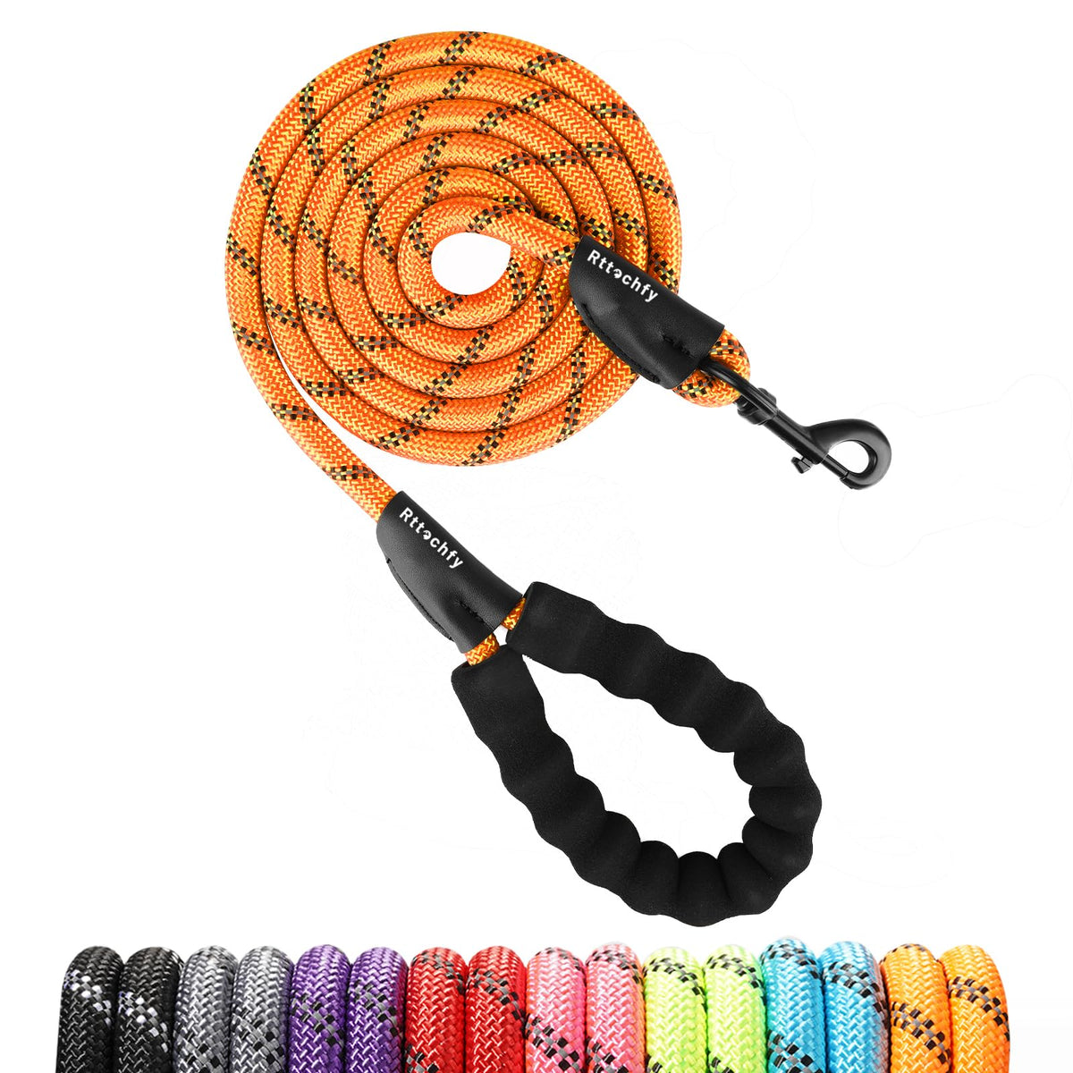 Rttochfy Rope Dog Leash 2/4/5/6/8/10 FT with Comfortable Padded Handle and Highly Reflective Threads for Small Medium and Large Dogs Heavy Duty (1/2"-5 FT, Blue)