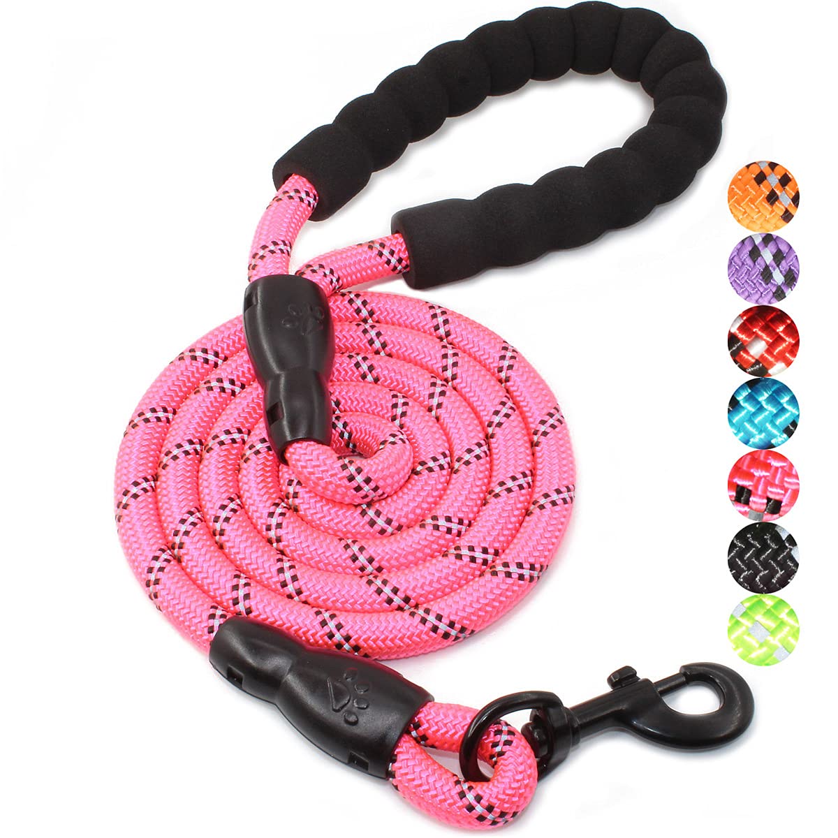 BAAPET 2/4/5/6 FT Dog Leash with Comfortable Padded Handle and Highly Reflective Threads for Small Medium and Large Dogs (5FT-1/2'', Black)