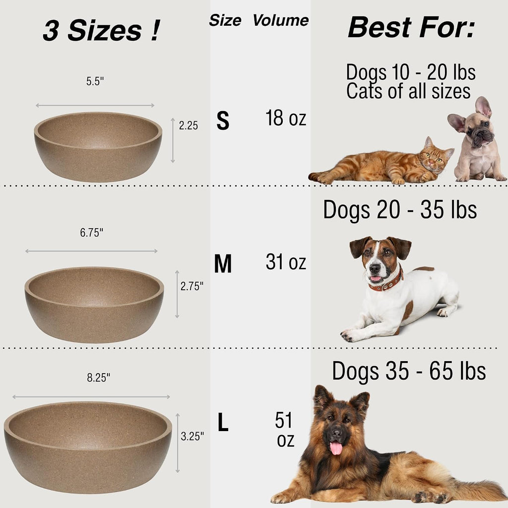 Loving Pets - Dolce Bamboo - Eco-Friendly Pet Bowls & Dishes for Dog, Cats, Puppy Food and Water Bowl -Sustainable and Dishwasher Safe, Made with Real Bamboo (Small, Coffee-Brown)